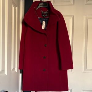NWT J.Crew Villa Cocoon Coat Italian Stadium Cloth Nello Gori 0P Vivid Burgundy